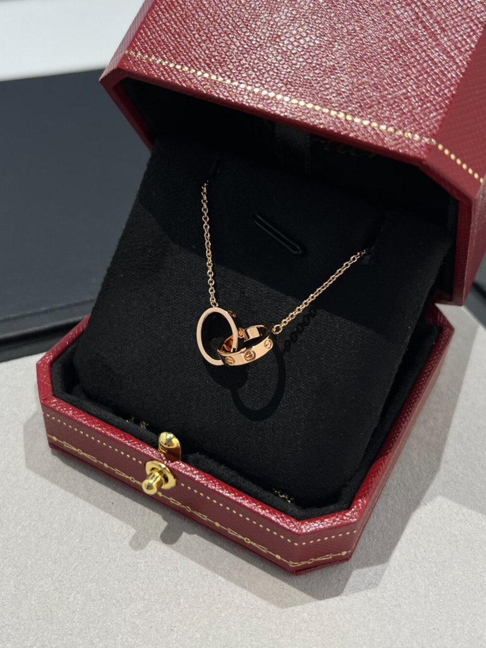 Tiffany Style Gold Double Ring Necklace